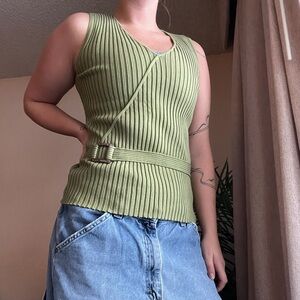 Worthington Green Ribbed Tank Top